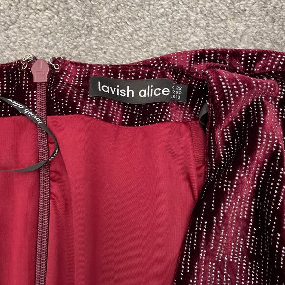 Lavish Alice Burgundy Diamante Velvet Wrap Mini Dress, Womens Size XL - Picture 3 of 4